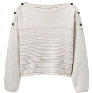Prana Cream Button-Shoulder Sweater